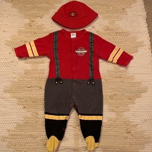 Baby Firefighter Sleeper & Hat Set